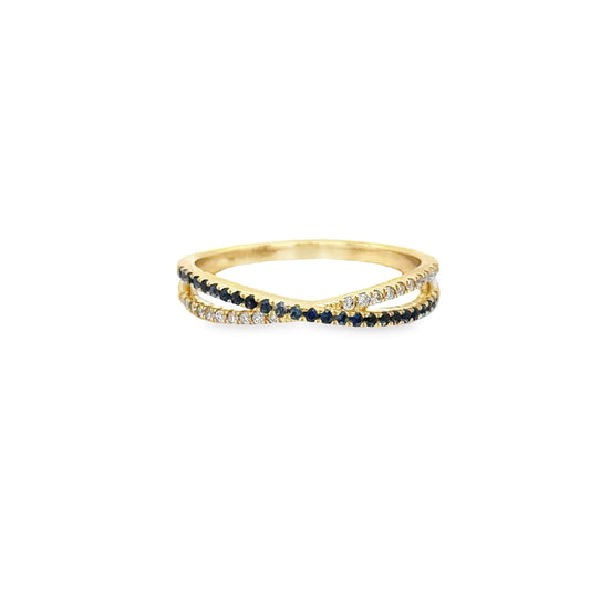 14KT YELLOW GOLD SAPPHIRE AND DIAMONDS RING