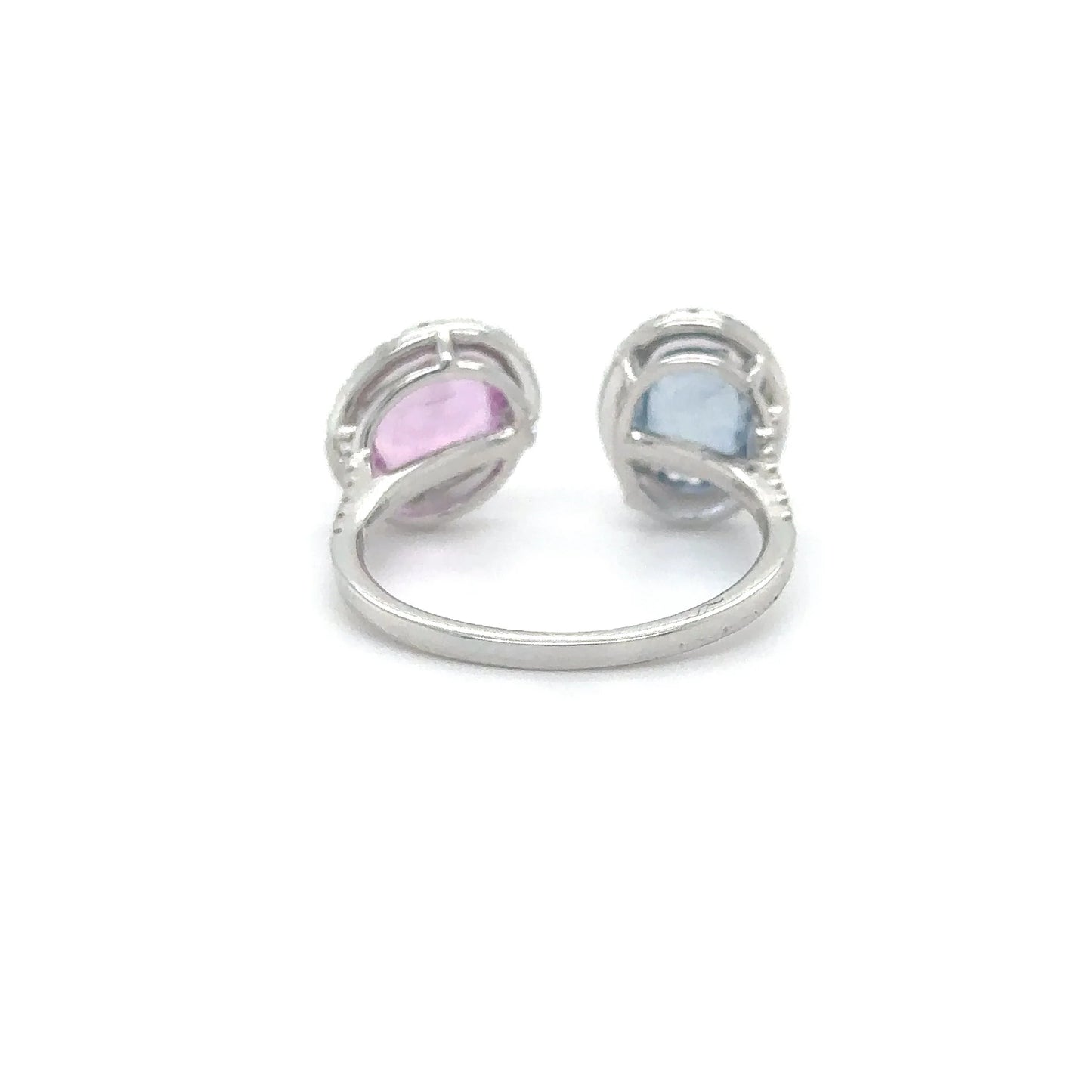 14KT WHITE GOLD MULTI SAPPHIRE AND DIAMOND RING