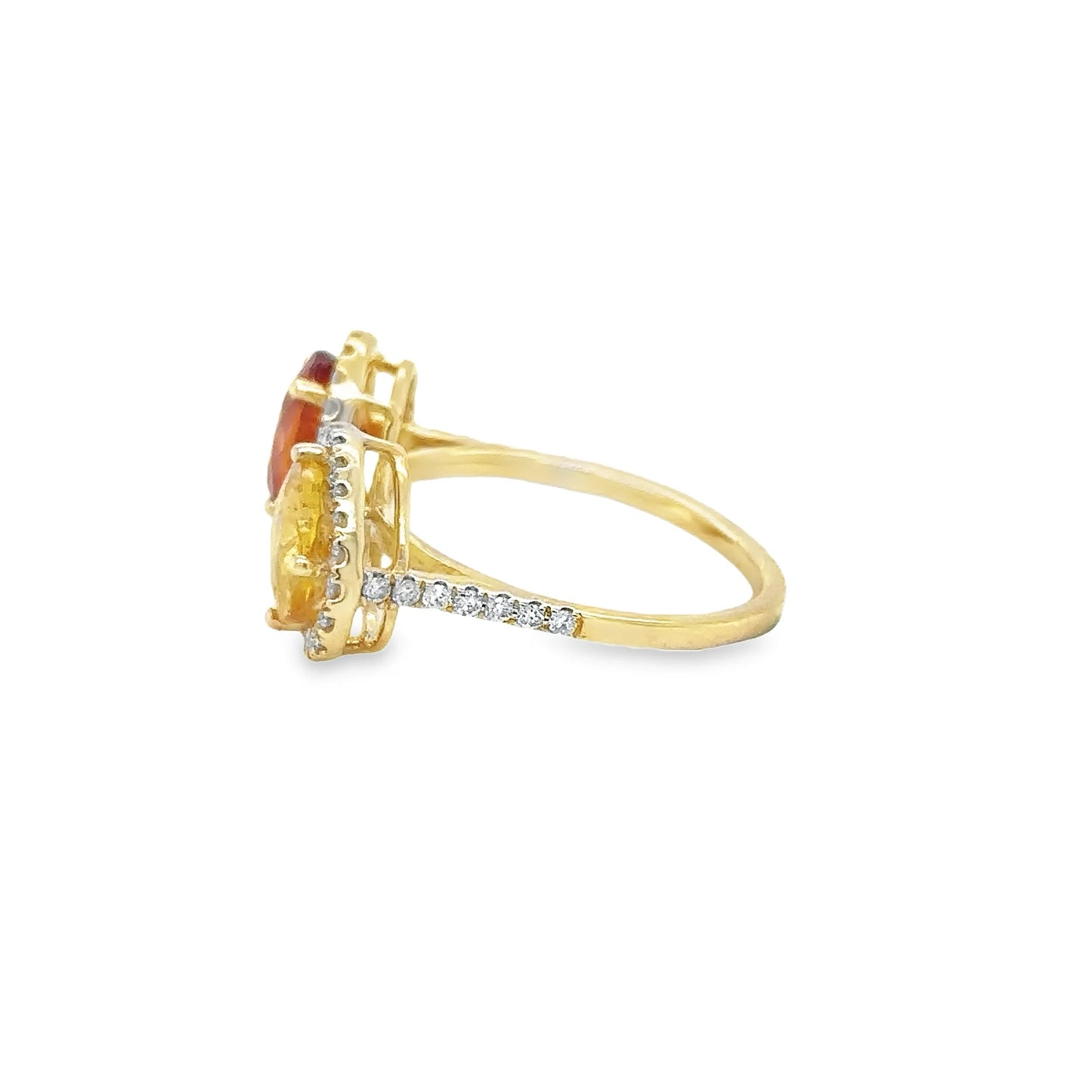14KT YELLOW GOLD MULTI SAPPHIRE AND DIAMONDS RING