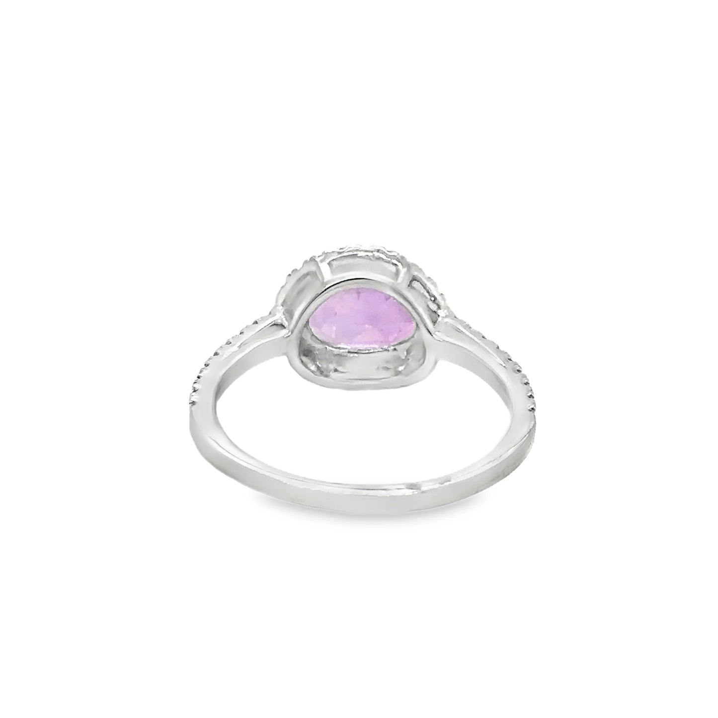 14KT WHITE GOLD PINK SAPPHIRE RING WITH DIAMONDS