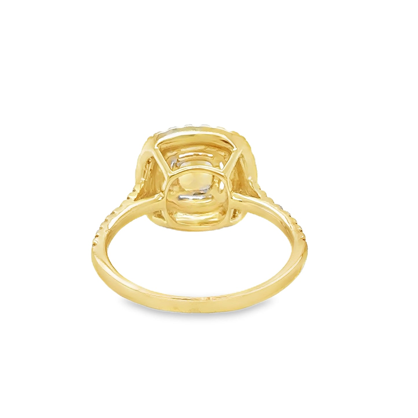 14KT GOLD DIAMOND & ORANGE SAPPHIRE CUSHION SHAPE RING