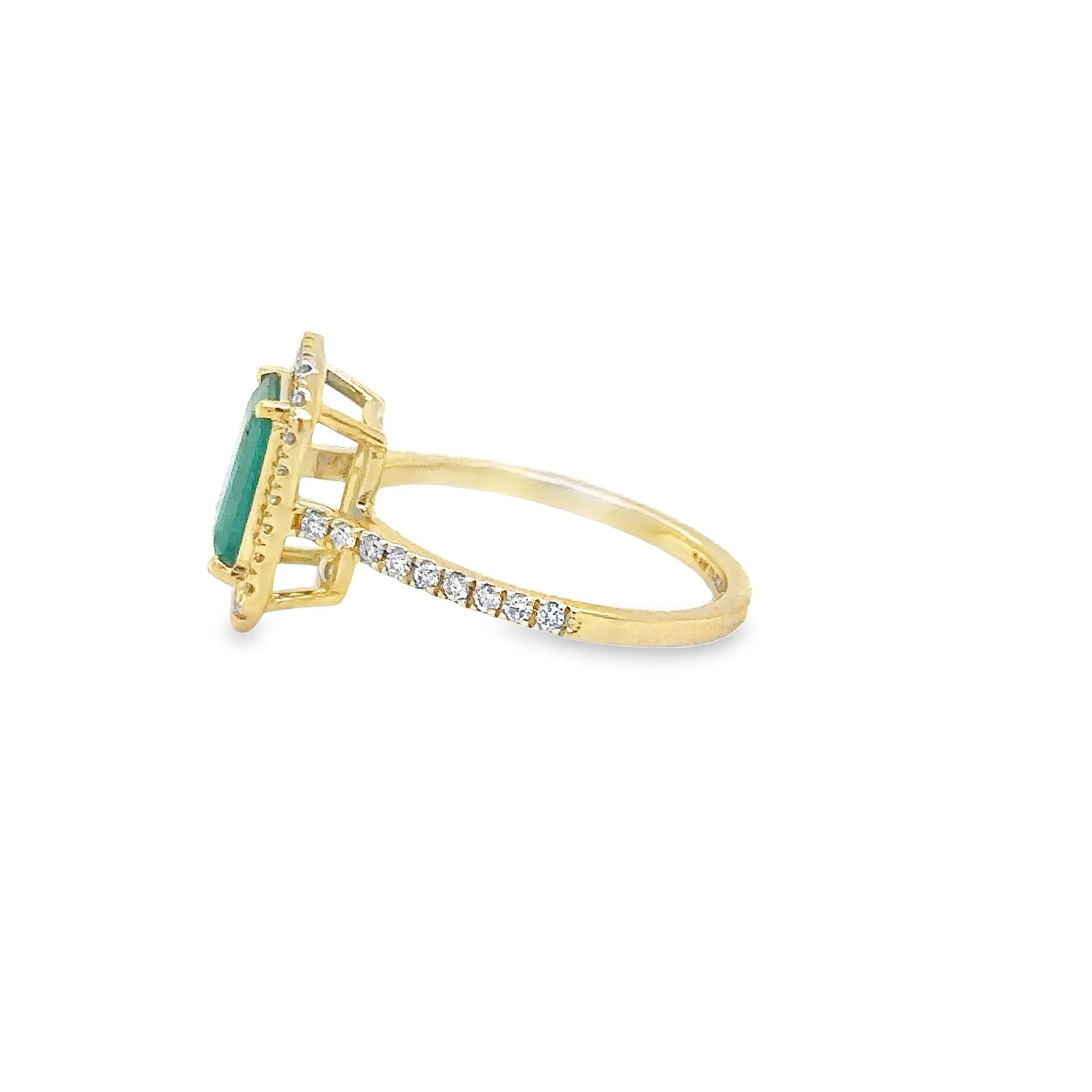 14KT YELLOW GOLD EMERALD RING WITH DIAMONDS