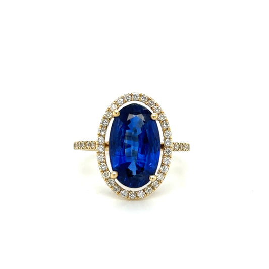 YELLOW GOLD SAPPHIRE RING WITH DIAMONDS