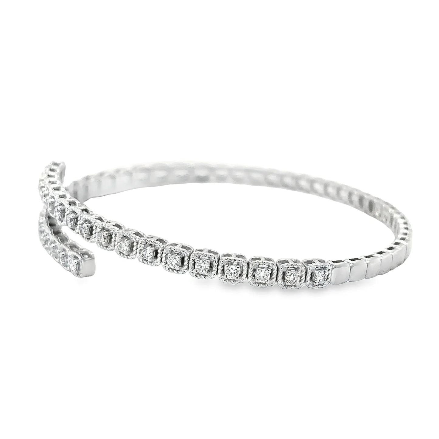 14KT ITALIAN WHITE GOLD DIAMOND FLEXIBLE BANGLE