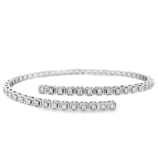 14KT ITALIAN WHITE GOLD DIAMOND FLEXIBLE BANGLE