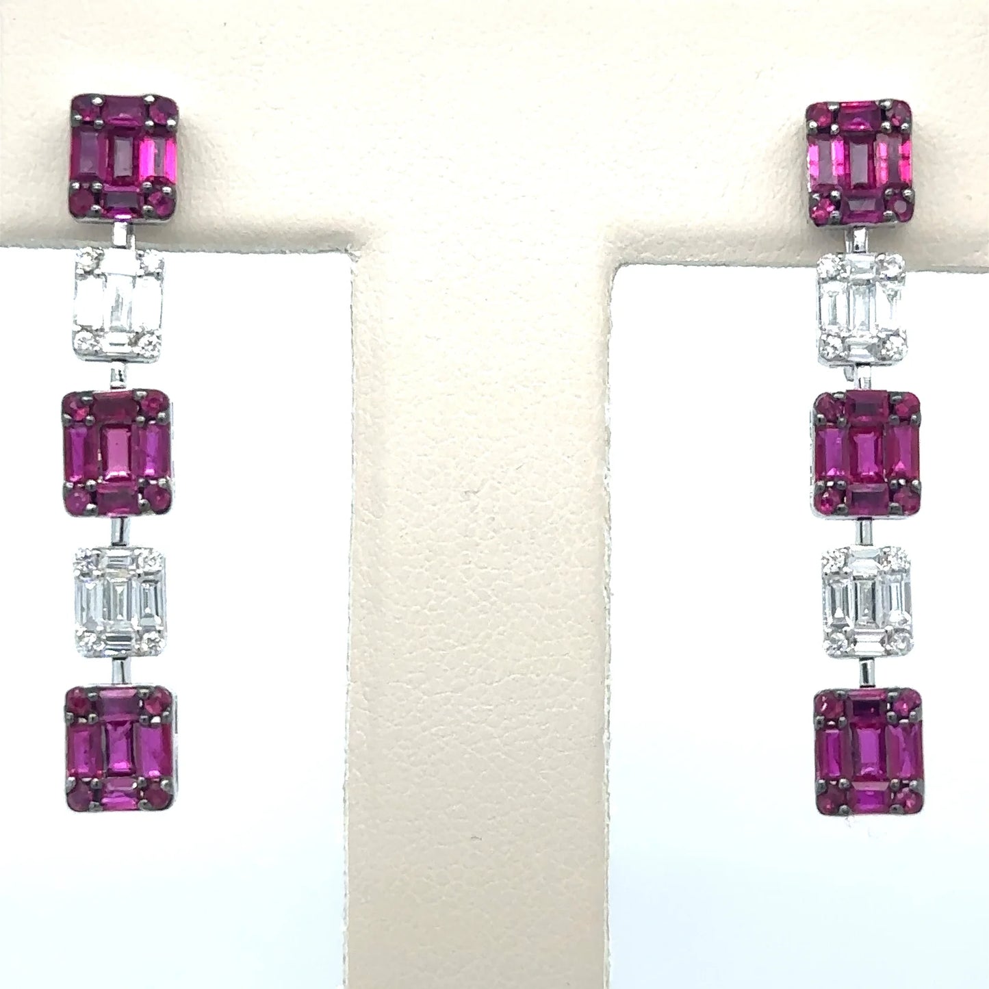 18K WHITE GOLD RUBY AND DIAMOND EARRING