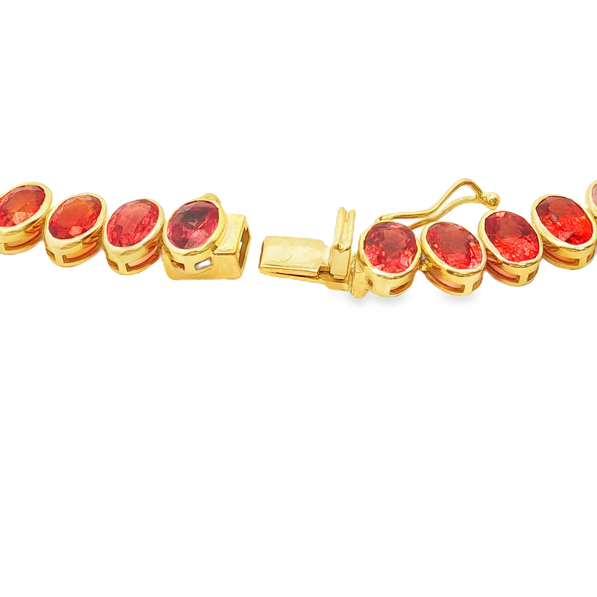 14KT YELLOW GOLD OVAL SHAPE MULTI SAPPHIRE NECKLACE