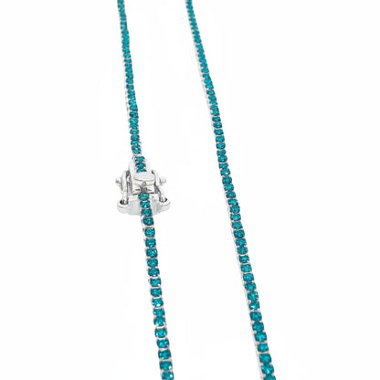 GOLD BLUE DIAMOND BEZEL TENNIS NECKLACE
