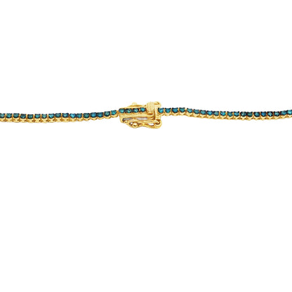 GOLD BLUE DIAMOND BEZEL TENNIS NECKLACE