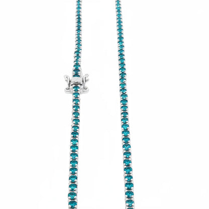 GOLD BLUE DIAMOND BEZEL TENNIS NECKLACE