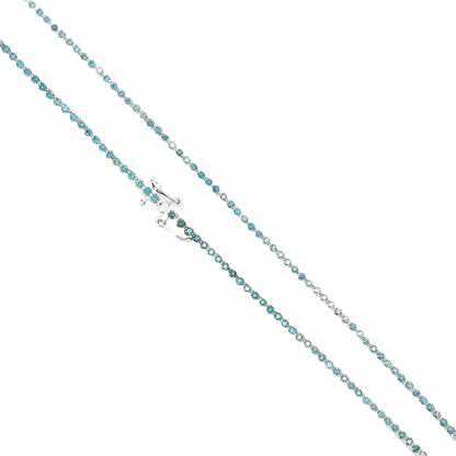 14KT WHITE GOLD NATURAL BLUE DIAMOND BEZEL TENNIS NECKLACE