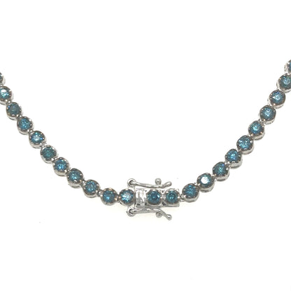 14KT GOLD NATURAL BLUE DIAMOND TENNIS NECKLACE (7.00 CTS)