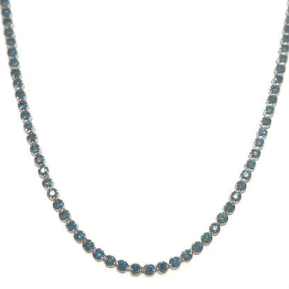 14KT GOLD NATURAL BLUE DIAMOND TENNIS NECKLACE (7.00 CTS)
