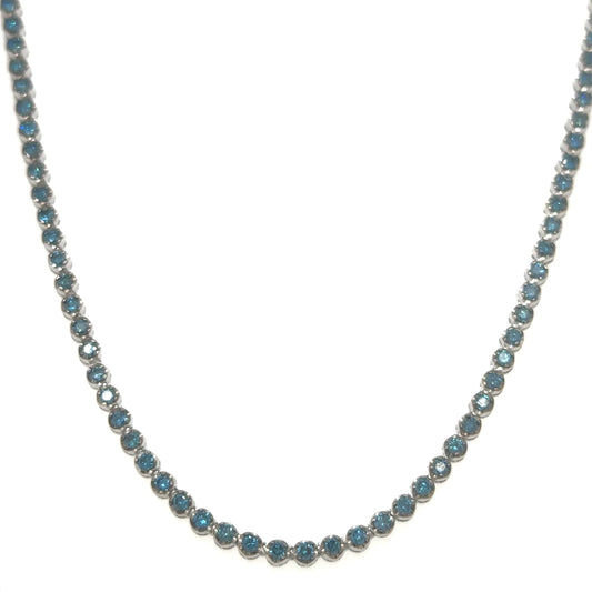 14KT GOLD BLUE DIAMOND TENNIS NECKLACE (7.00 CTS)