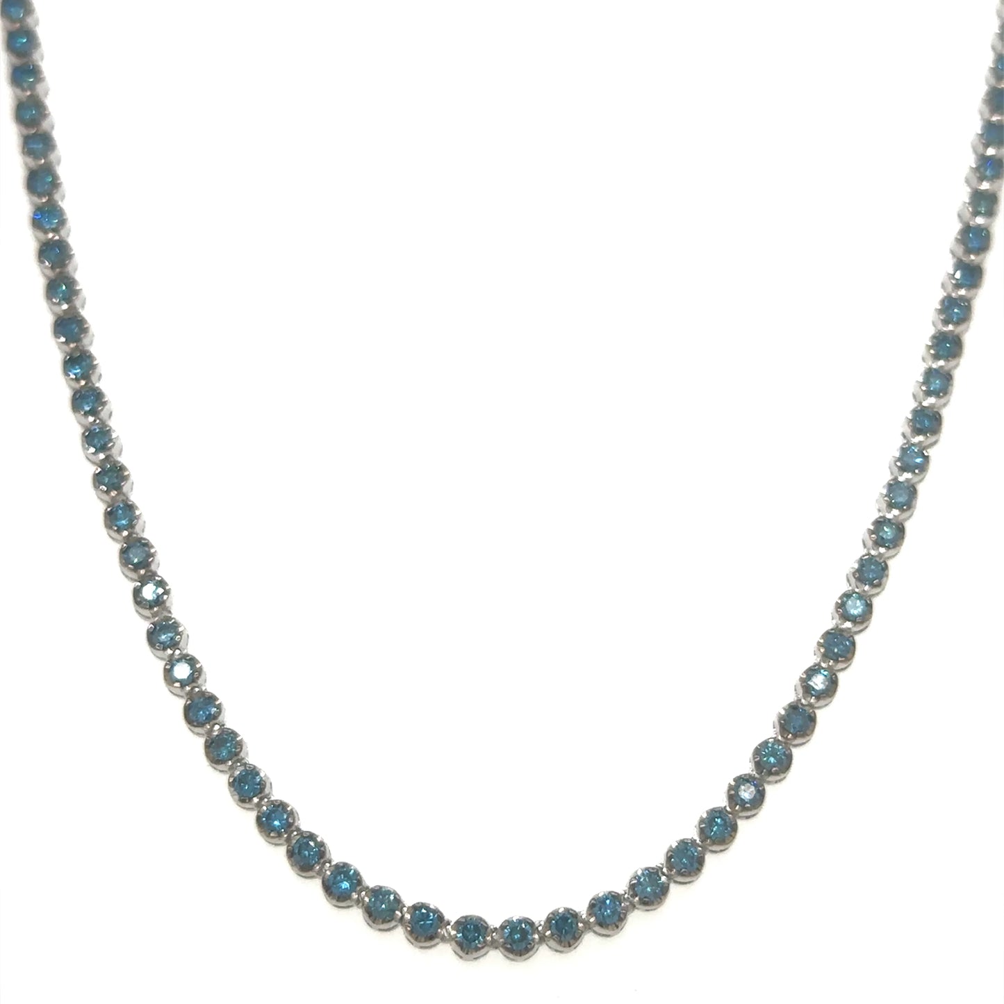 14KT GOLD BLUE DIAMOND TENNIS NECKLACE