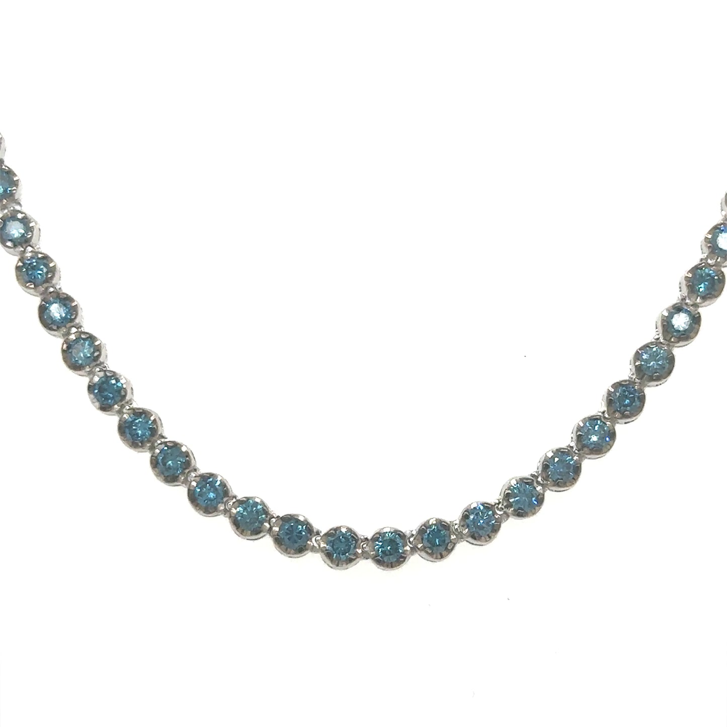 14KT GOLD BLUE DIAMOND TENNIS NECKLACE