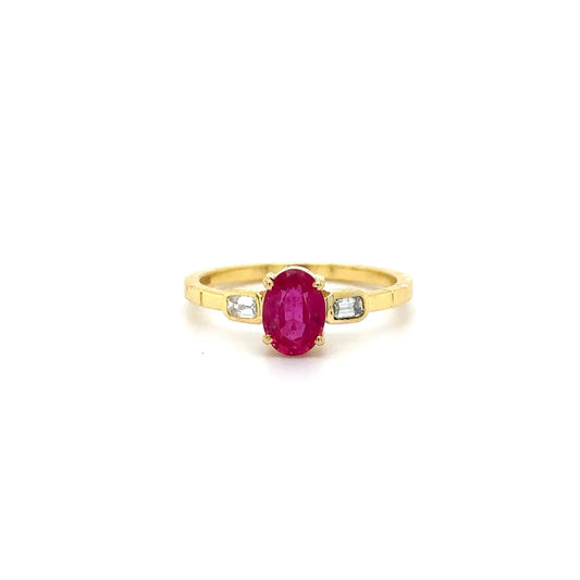 14KT YELLOW GOLD RUBY AND DIAMONDS RING