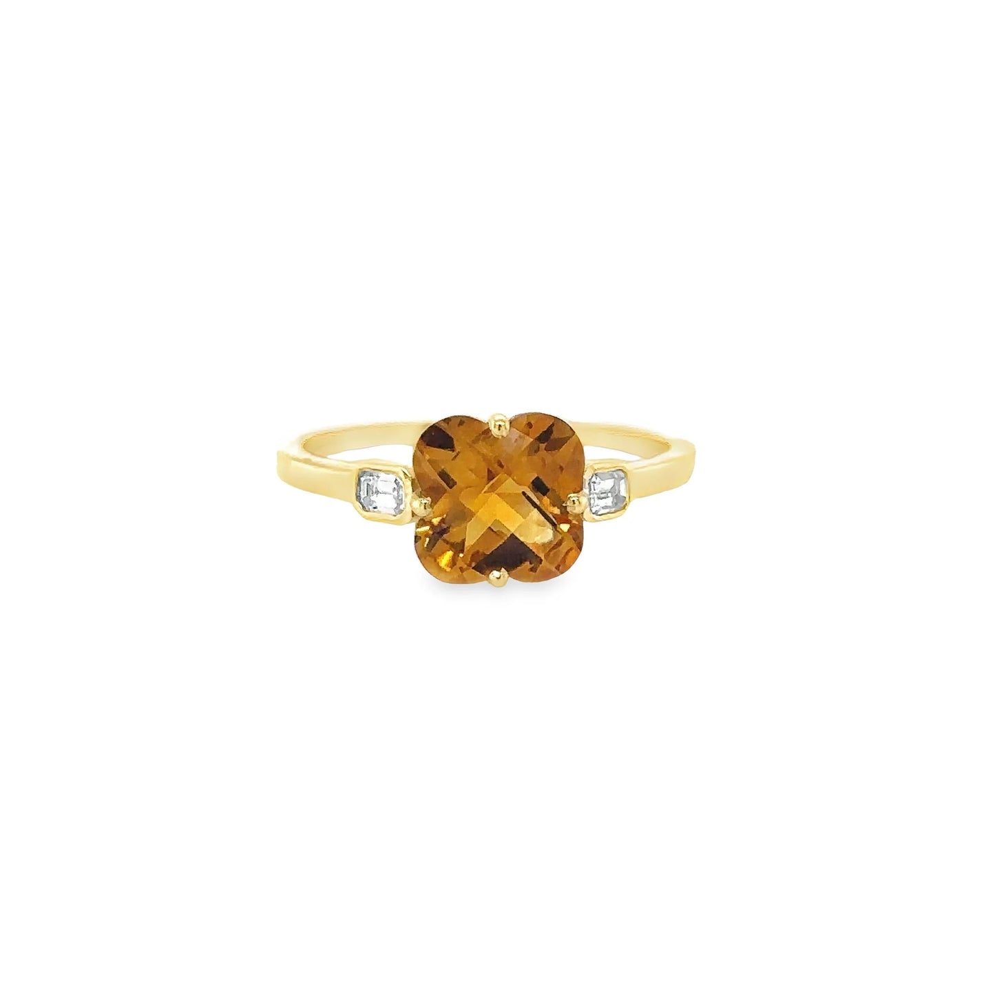 14KT YELLOW GOLD CITRINE AND DIAMONDS RING