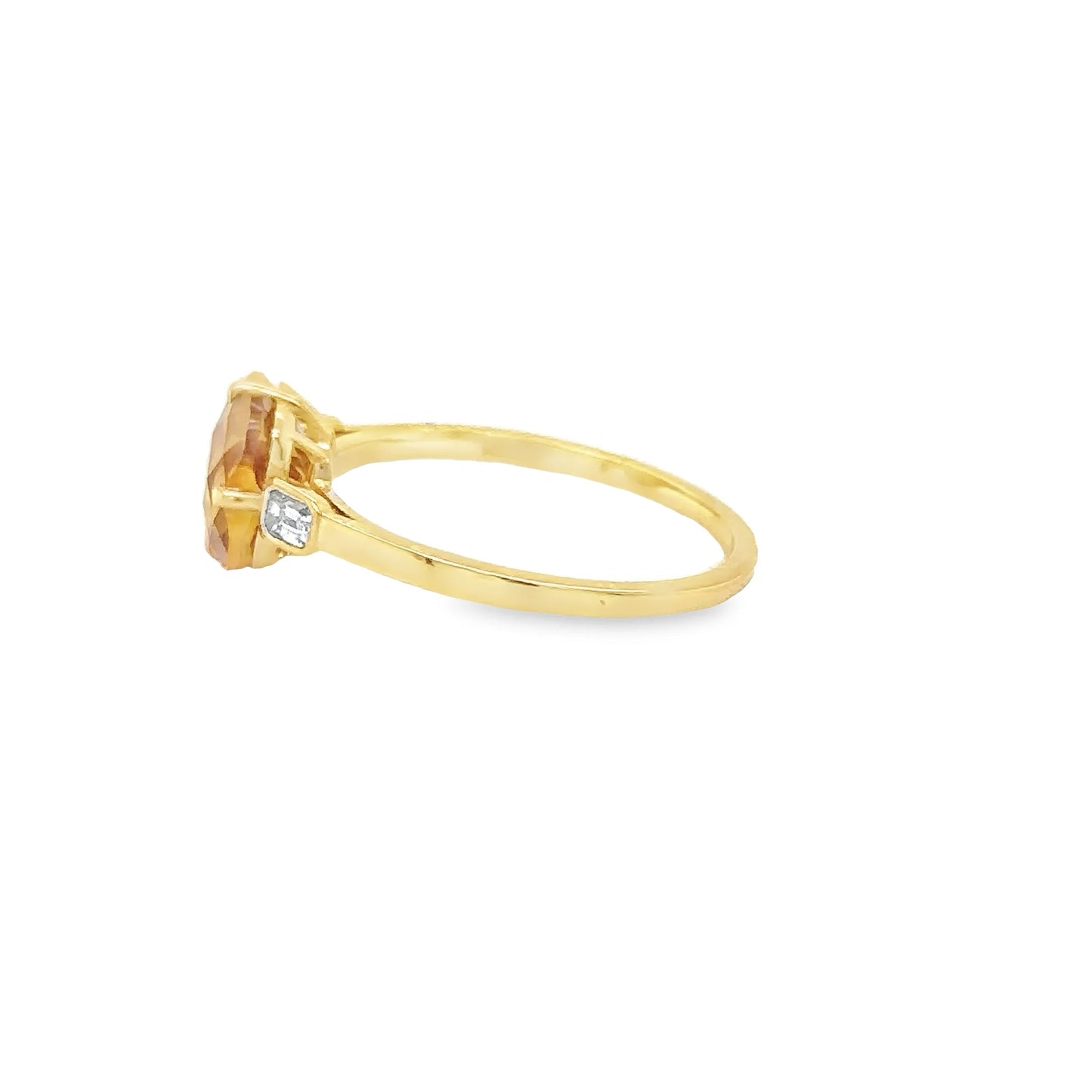14KT YELLOW GOLD CITRINE AND DIAMONDS RING