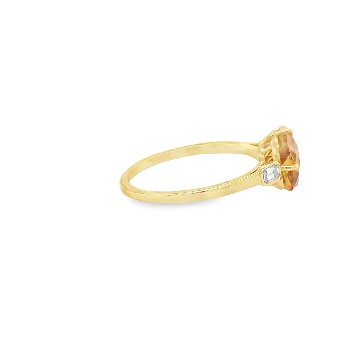 14KT YELLOW GOLD CITRINE AND DIAMONDS RING