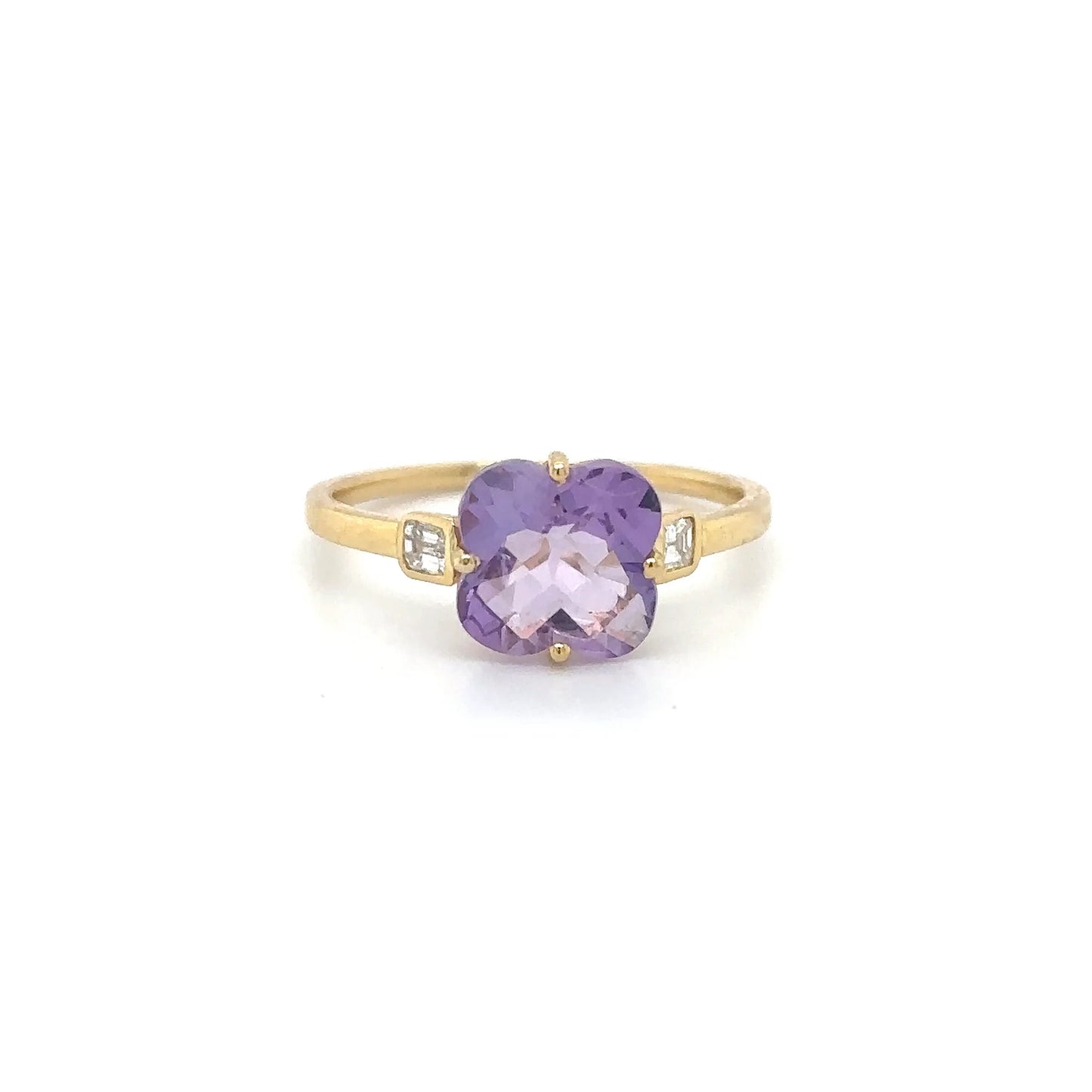 18KT YELLOW GOLD AMETHYST DIAMONDS RING