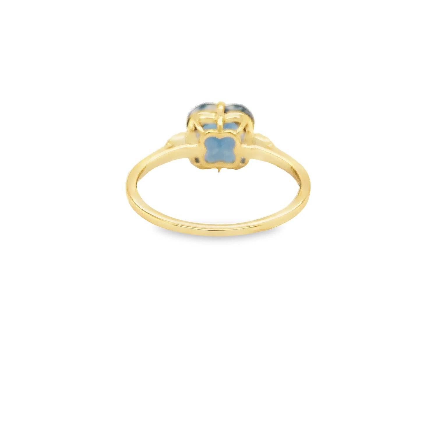 14KT YELLOW GOLD BLUE TOPAZ AND DIAMONDS RING