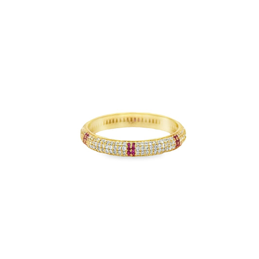 14KT YELLOW GOLD RUBY AND DIAMONDS RING