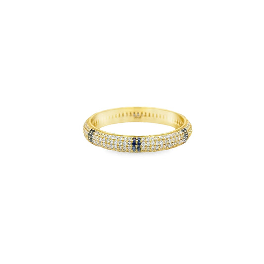 14KT YELLOW GOLD SAPPHIRE AND DIAMONDS RING