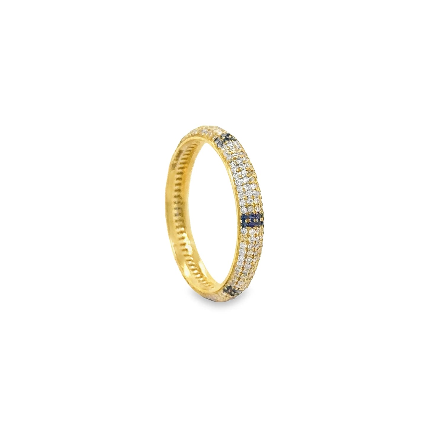 14KT YELLOW GOLD SAPPHIRE AND DIAMONDS RING