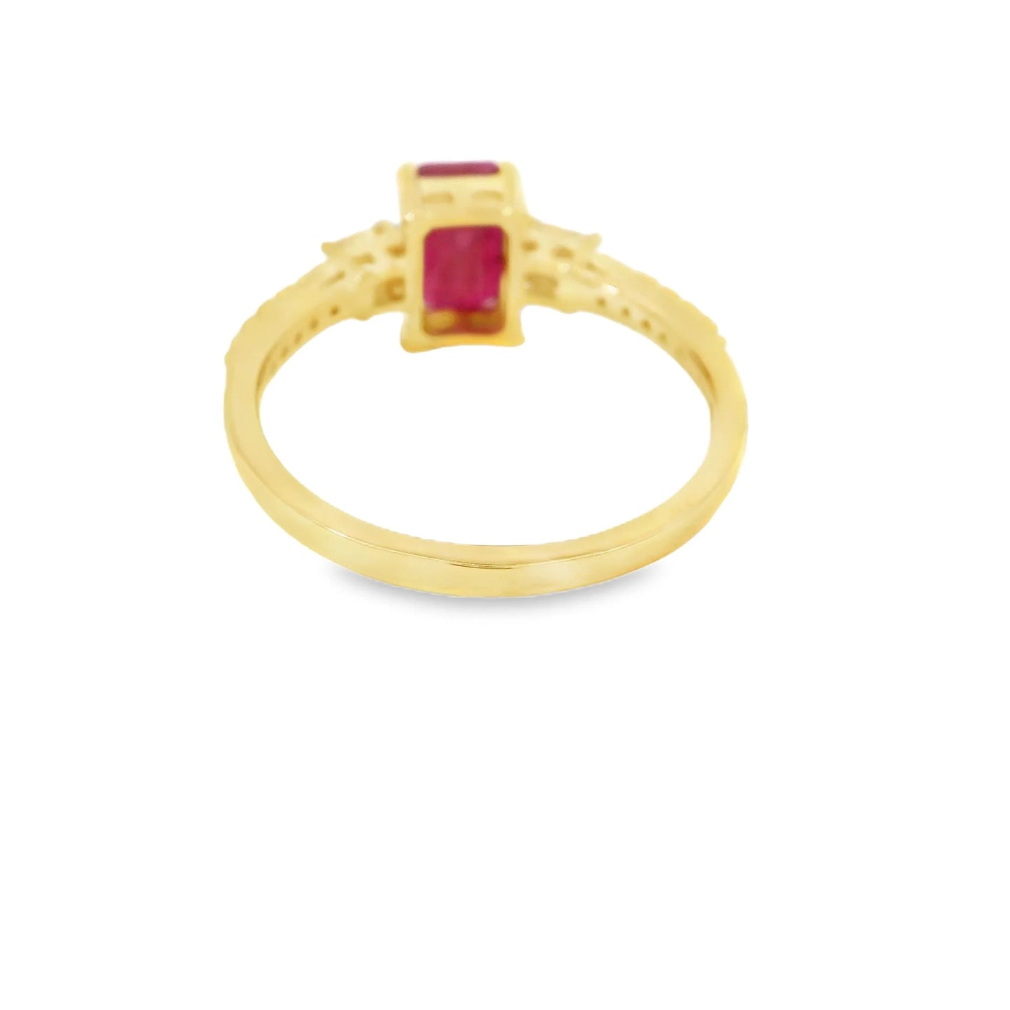 14KT YELLOW GOLD RUBY AND DIAMONDS RING