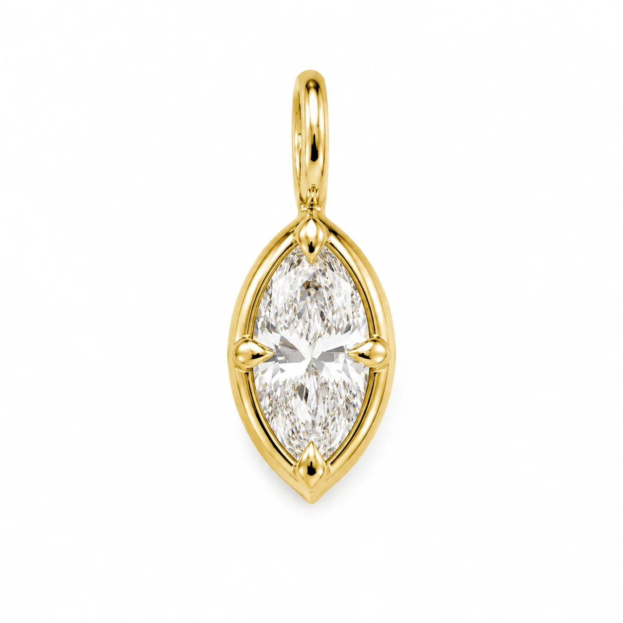 14KT YELLOW GOLD MARQUISE NATURAL DIAMOND PENDANT