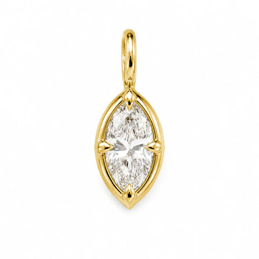 14KT YELLOW GOLD MARQUISE NATURAL DIAMOND PENDANT