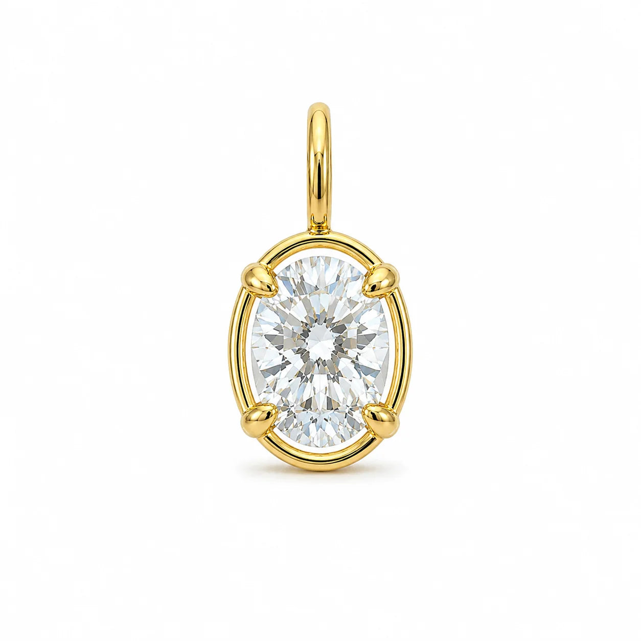 14KT YELLOW GOLD OVAL DIAMOND PENDANT