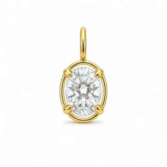 14KT YELLOW GOLD OVAL DIAMOND PENDANT