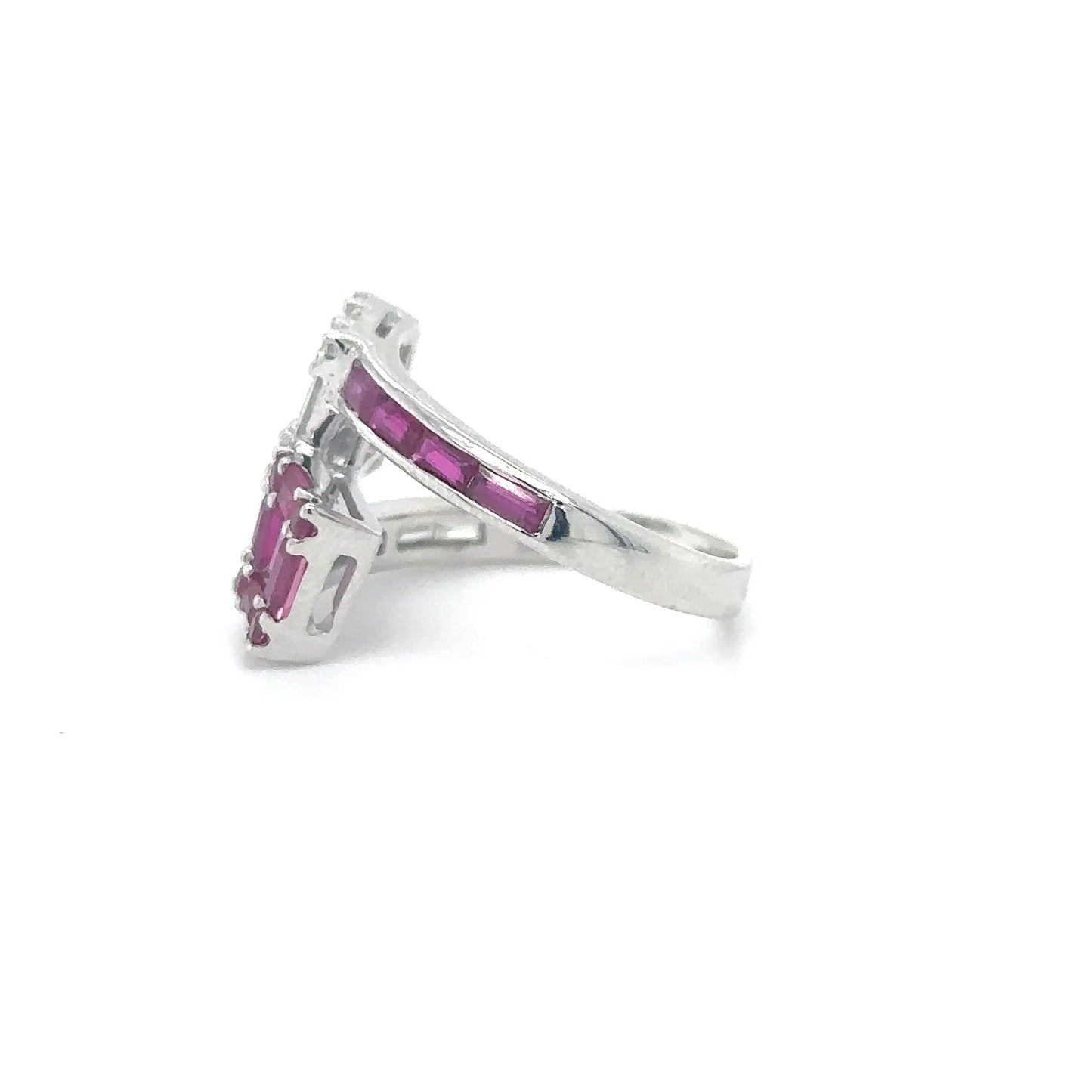 14KT WHITE GOLD RUBY DIAMOND RING