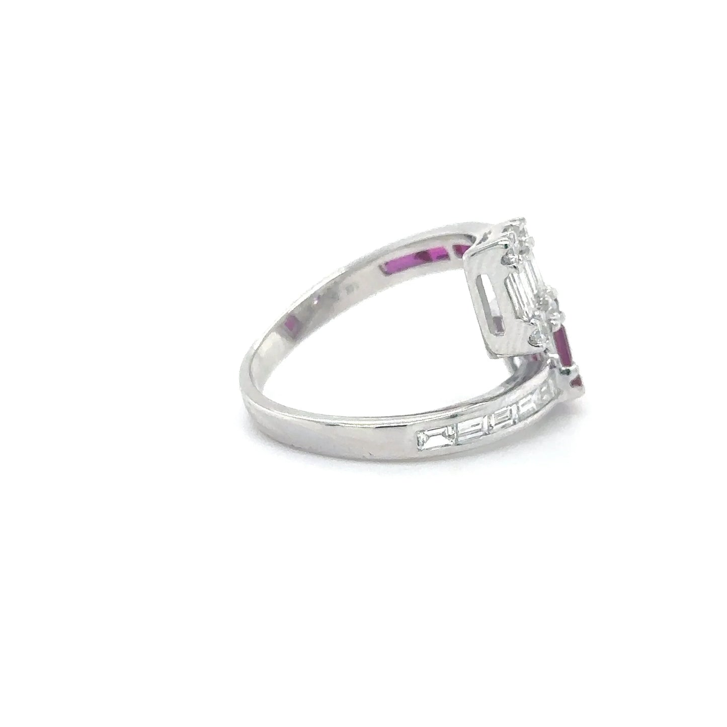 14KT WHITE GOLD RUBY DIAMOND RING