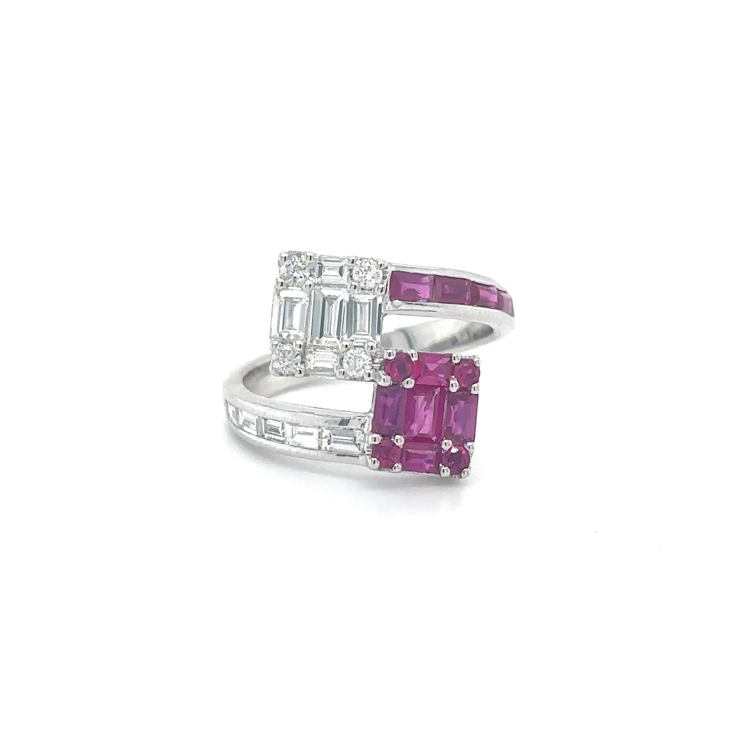 14KT WHITE GOLD RUBY DIAMOND RING