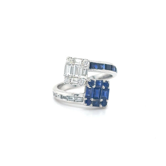 14KT WHITE GOLD SAPPHIRE DIAMOND RING