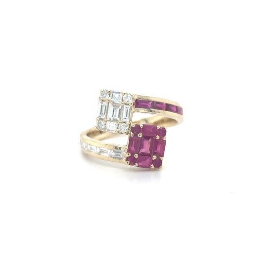 14KT YELLOW GOLD RUBY DIAMOND RING