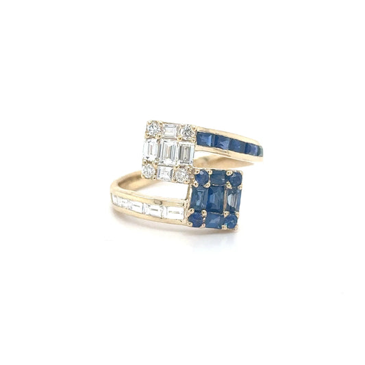 14KT YELLOW GOLD SAPPHIRE DIAMOND RING