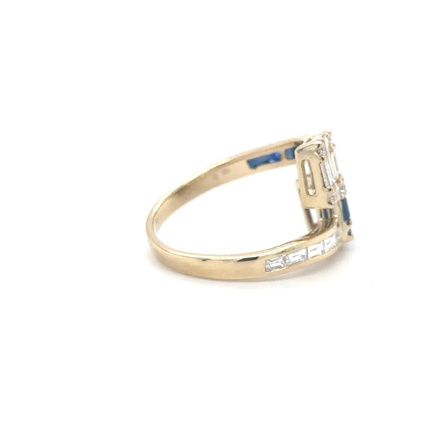 14KT YELLOW GOLD SAPPHIRE DIAMOND RING