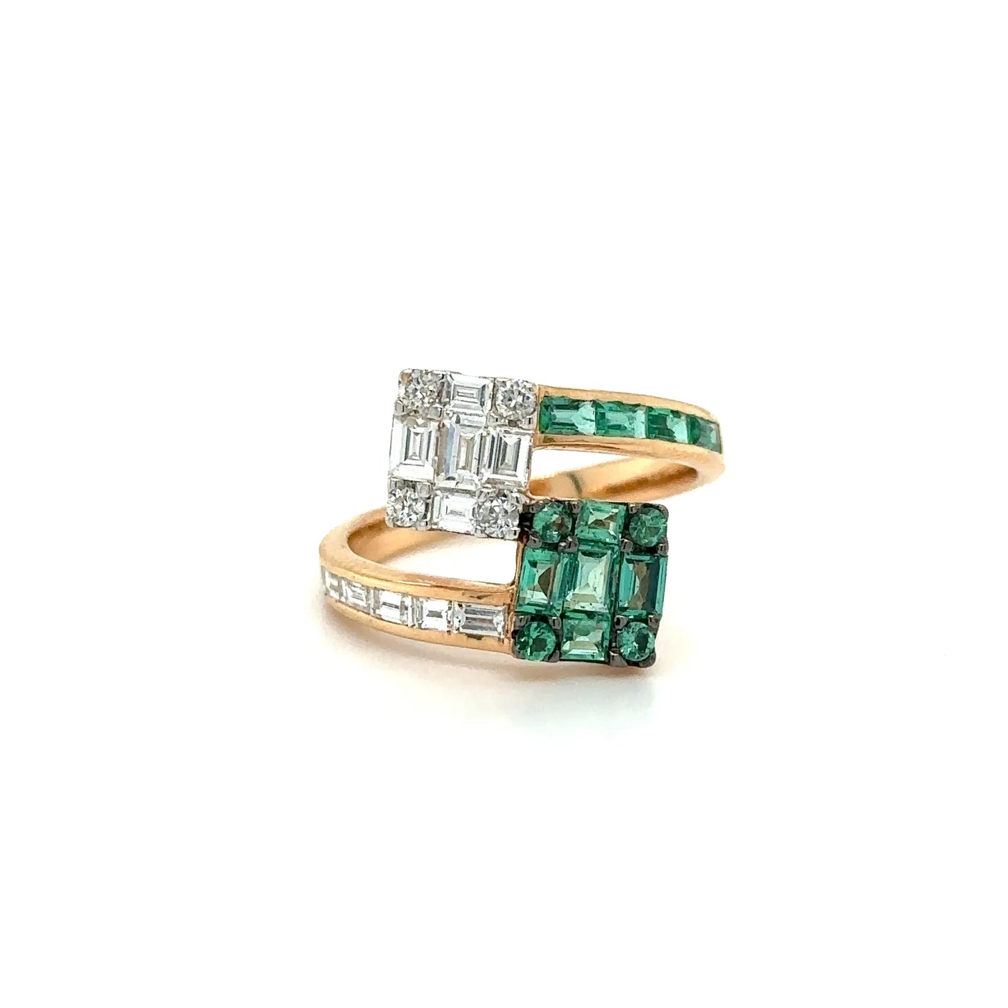 18KT ROSE GOLD EMERALD DIAMOND RING