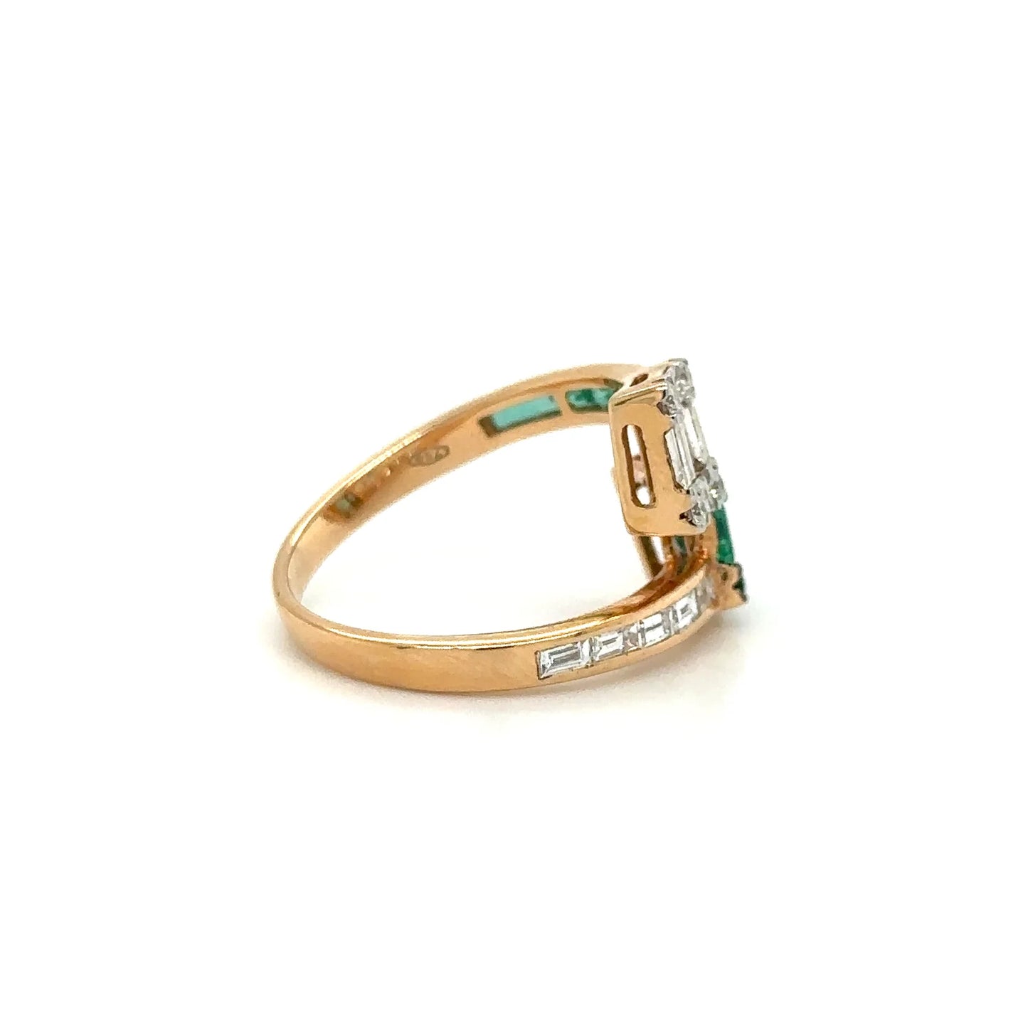 18KT ROSE GOLD EMERALD DIAMOND RING