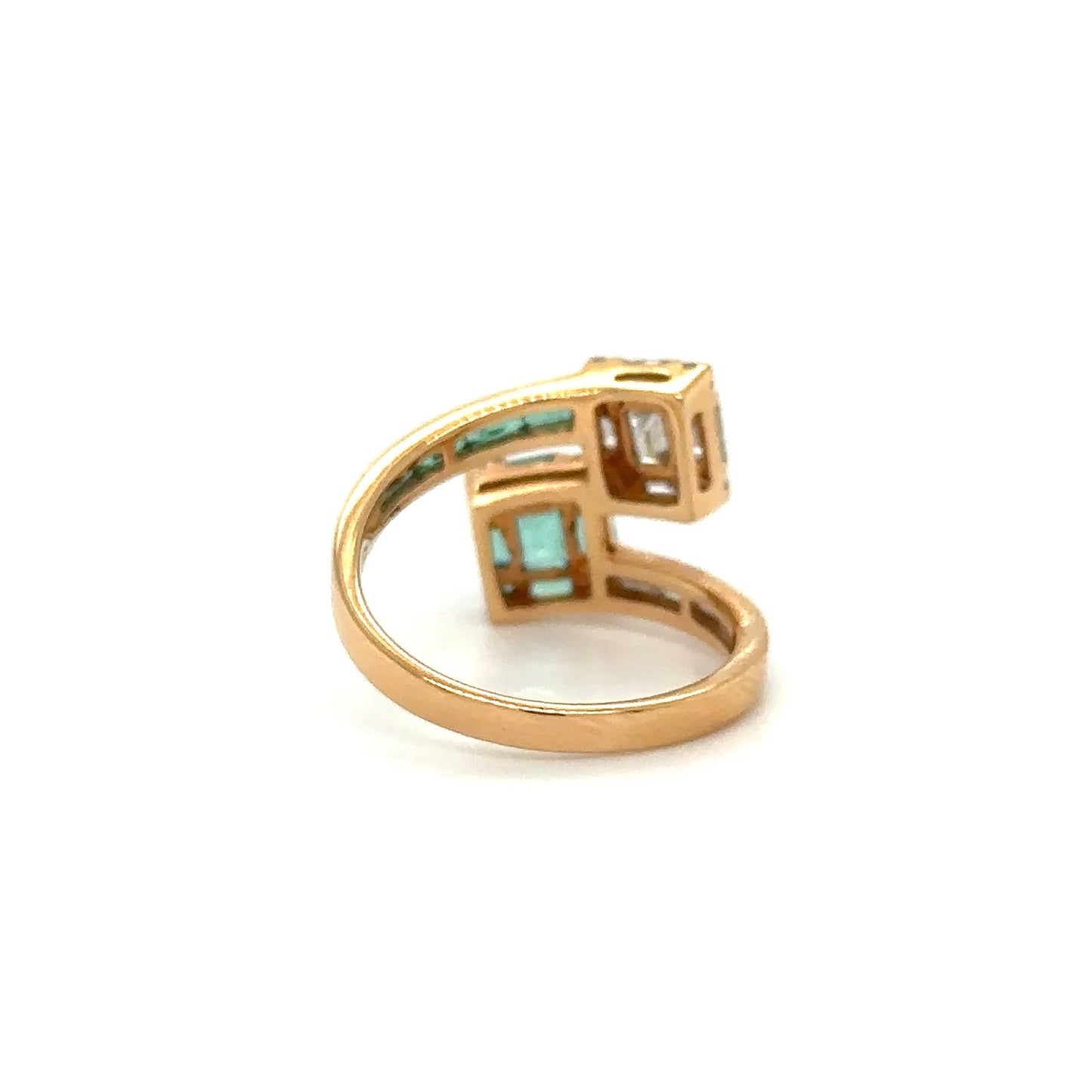 18KT ROSE GOLD EMERALD DIAMOND RING