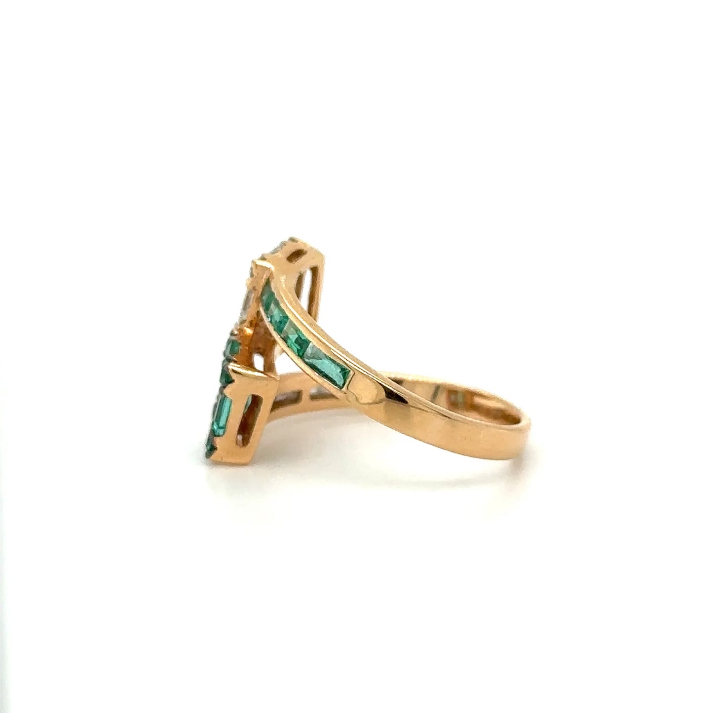 18KT ROSE GOLD EMERALD DIAMOND RING