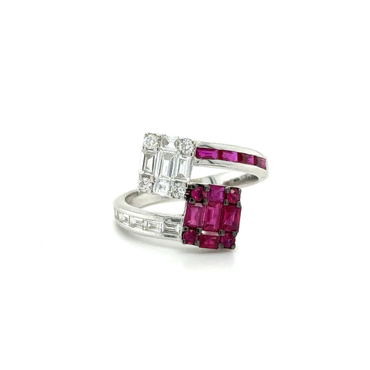 18KT WHITE GOLD RUBY DIAMOND RING