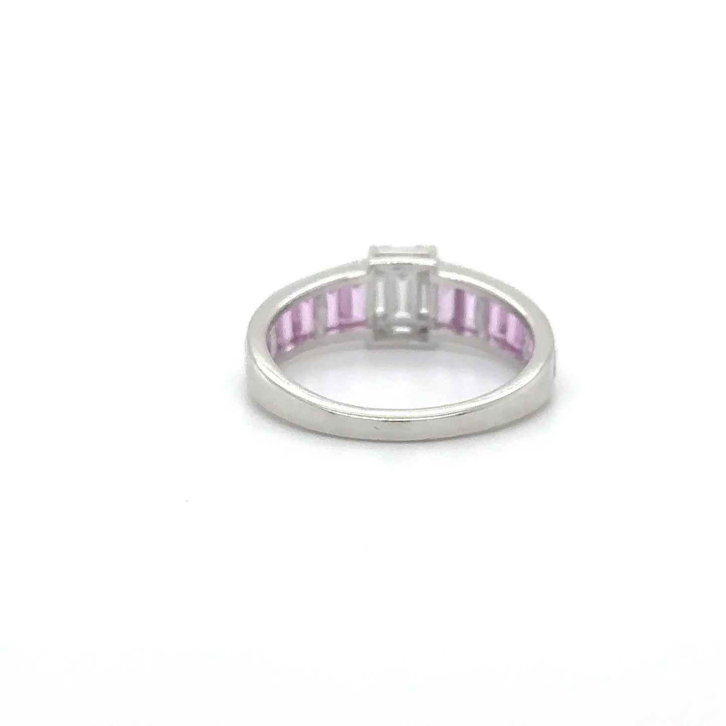 14KT WHITE GOLD PINK SAPPHIRE WITH DIAMONDS RING