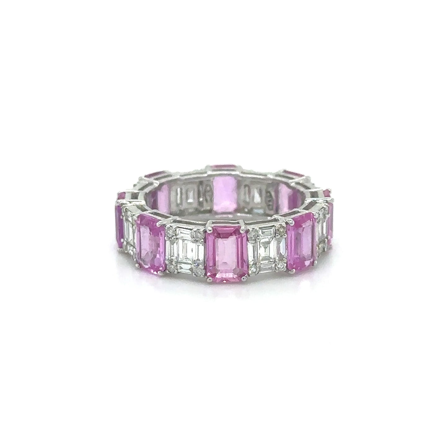 18KT WHITE GOLD PINK SAPPHIRE DIAMOND RING