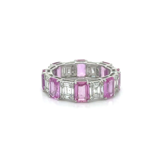 18KT WHITE GOLD PINK SAPPHIRE DIAMOND RING