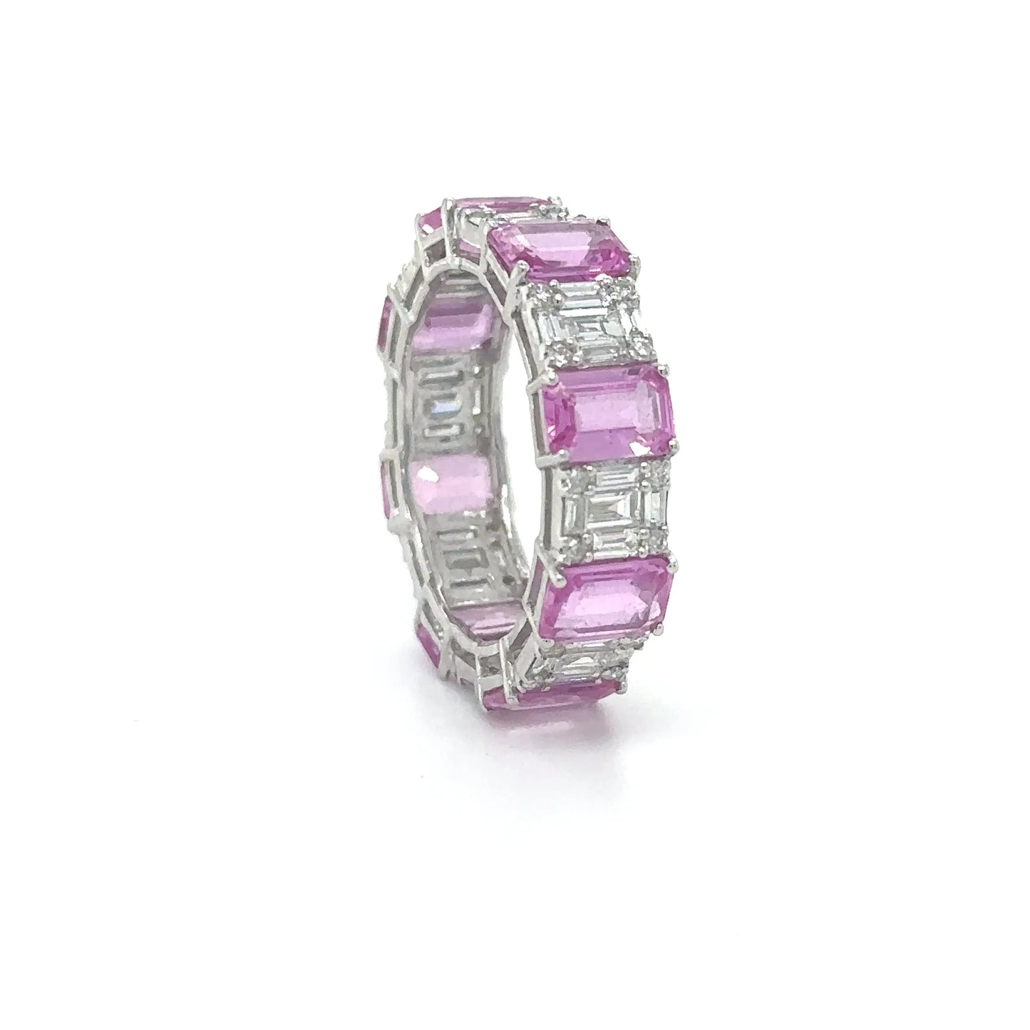 18KT WHITE GOLD PINK SAPPHIRE DIAMOND RING